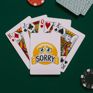 Baraja De Cartas Cara de Emoji Triste y Arrepentido con Letrero de 