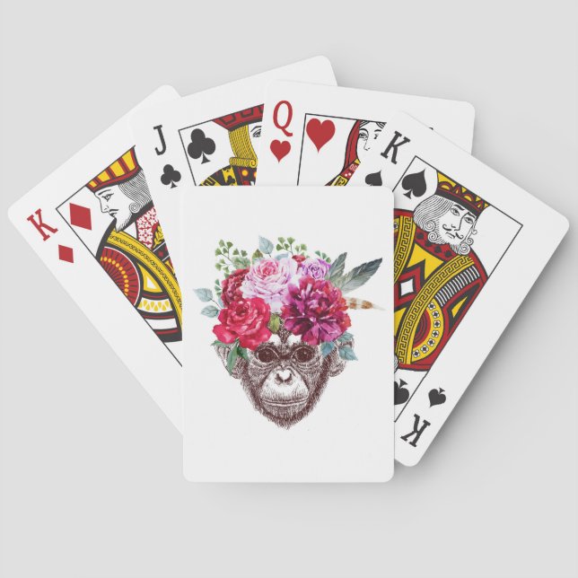 Baraja De Cartas Cara del mono de la flor (Reverso)