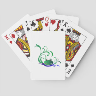 Baraja De Cartas Cara sonriente de la rana del dibujo animado verde
