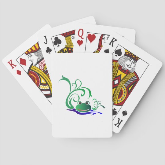 Baraja De Cartas Cara Sonriente De La Rana Del Dibujo Animado Verde Zazzle Es