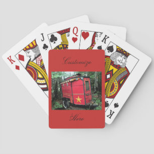 Baraja De Cartas Caravana gitana roja personalizada en caravana