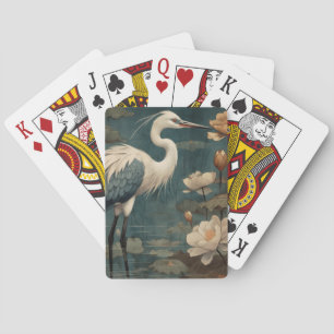 Baraja De Cartas Cárcel azul y loto de la escena botánica vintage