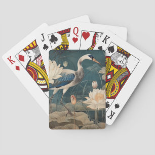 Baraja De Cartas Cárcel azul y loto de la escena botánica vintage