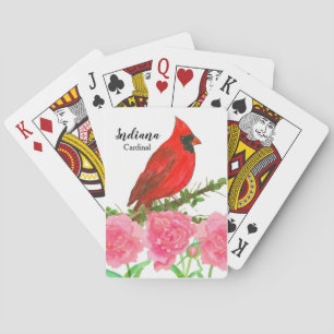 Baraja De Cartas Cardenal de acuarela Peonies Indiana