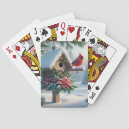 Baraja De Cartas Cardenal de invierno en un hogar festivo