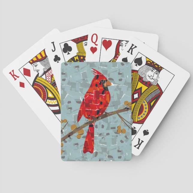 Baraja De Cartas Cardenal Rojo, el ave de Navidad (Reverso)
