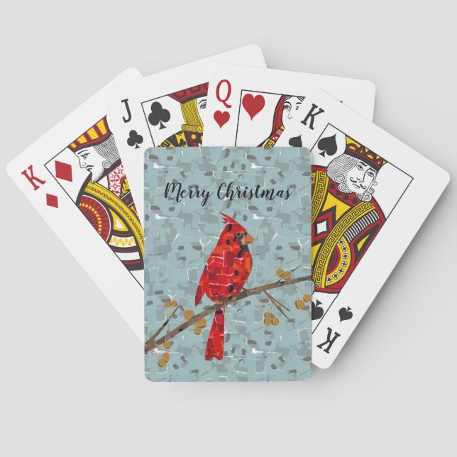 Baraja De Cartas Cardenal Rojo, el pájaro de los Navidades (Reverso)