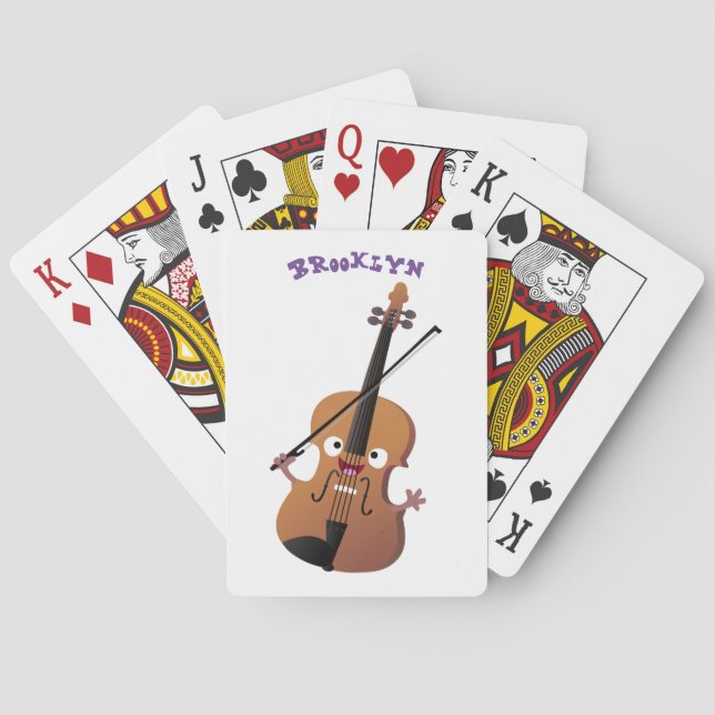 Baraja De Cartas Caricatura musical divertida en violín (Reverso)