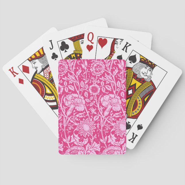 Baraja De Cartas Carnación modernista Damasco, rosa de Fuchsia (Reverso)