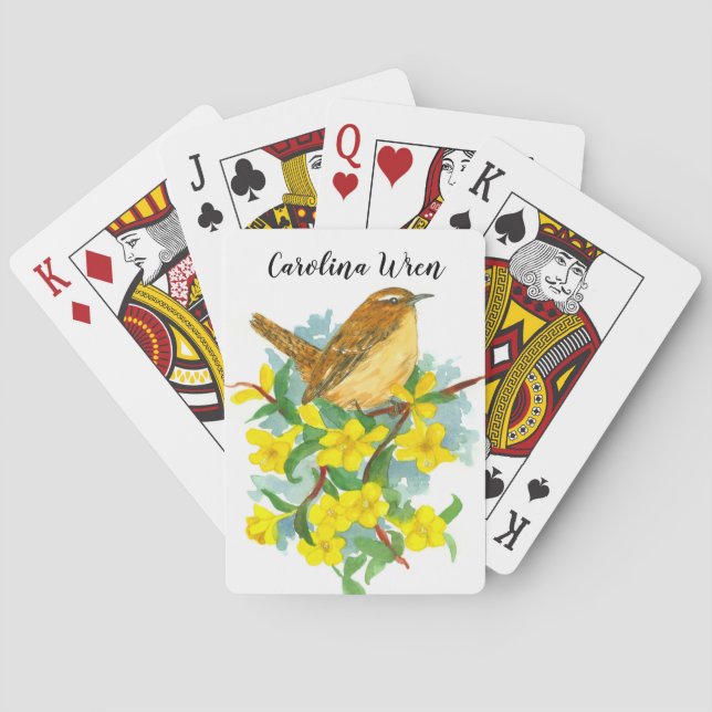 Baraja De Cartas Carolina Wren Bird Yellow Jessamine (Reverso)