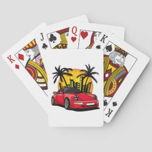 Baraja De Cartas Carrera Clásico Rojo en Ciudad Atardecer