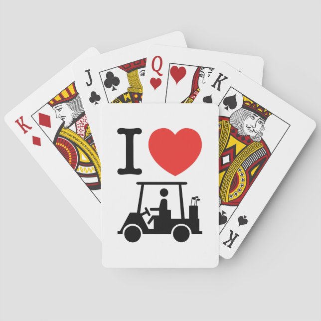 Baraja De Cartas Carro de golf I Heart (Love) (Reverso)