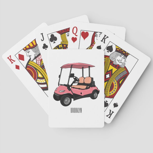 Baraja De Cartas Carro de golf / ilustracion personalizado de coche (Reverso)