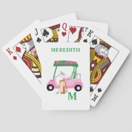 Baraja De Cartas Carro de golf único con encanto y monograma de clu