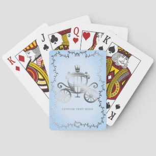 Baraja De Cartas Carruaje Azul Elegante Plata Historia de Libro Rea