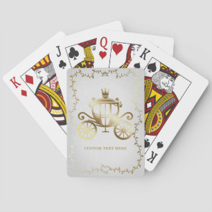Baraja De Cartas Carruaje Dorado Elegante Historia Blanca Real