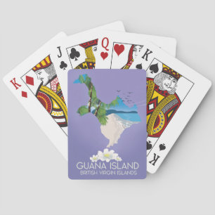 Baraja De Cartas Cartel de viaje a Guana Island Islas Vírgenes Brit