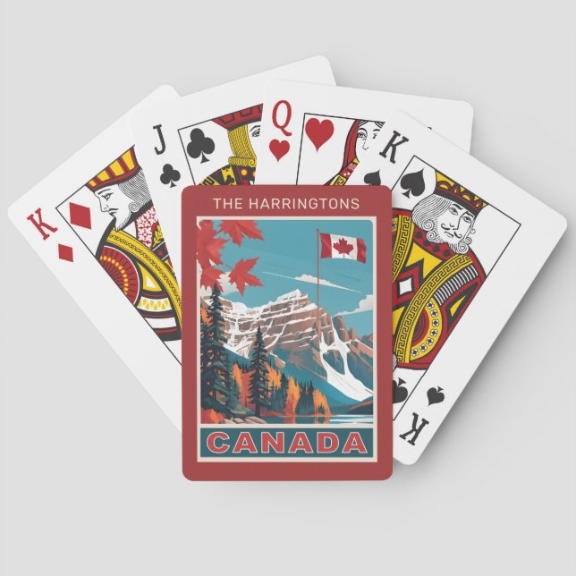 Baraja De Cartas Cartel de viaje de Canadá con nombre personalizado (Reverso)