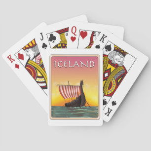 Baraja De Cartas cartel de viaje vikingo de Islandia