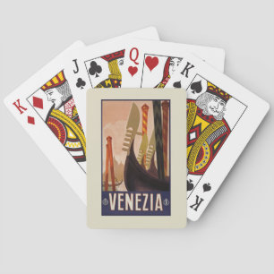 Baraja De Cartas Cartel de viaje vintage de Venecia Italia