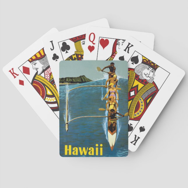Baraja De Cartas Cartel De Viajes De United Air Lines A Hawaii (Reverso)