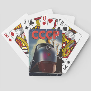 Baraja De Cartas Cartel vintage de la locomotora soviética CCCP