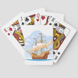 Baraja De Cartas Cartoon Galleon Sailing on Blue Water
