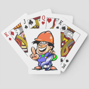 Baraja De Cartas Cartoonista Mecánico Trabajador de la Construcción