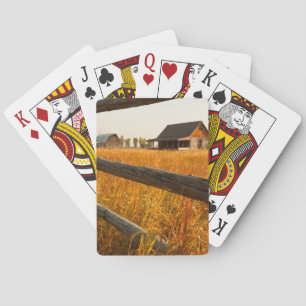 Baraja De Cartas Casa de la granja y cerca de carril en Teton
