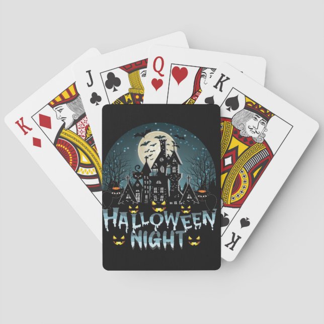 Baraja De Cartas Casa embrujada, noche de Halloween de miedo (Reverso)