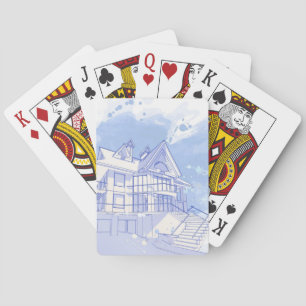 Baraja De Cartas casa: empate de acuarela