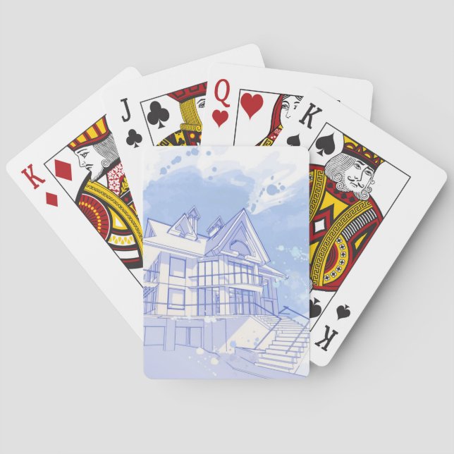 Baraja De Cartas casa: empate de acuarela (Reverso)