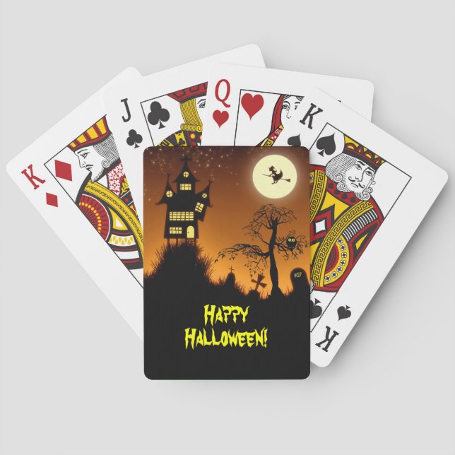 Baraja De Cartas Casa encantada espeluznante Halloween (Reverso)