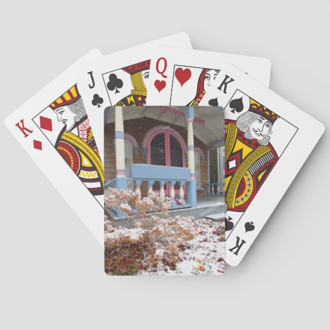 Baraja De Cartas Casa victoriana en la nieve - Viñedo de Martha (Reverso)