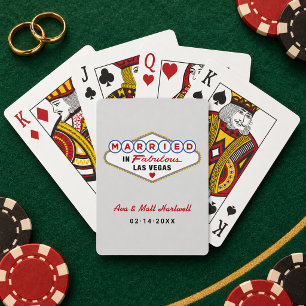 Baraja De Cartas Casados en Fabuloso Monograma de Boda de Las Vegas