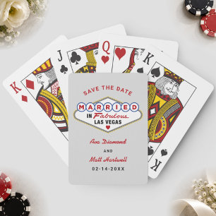 Baraja De Cartas Casados en Las Vegas Gris Guarde la Fecha