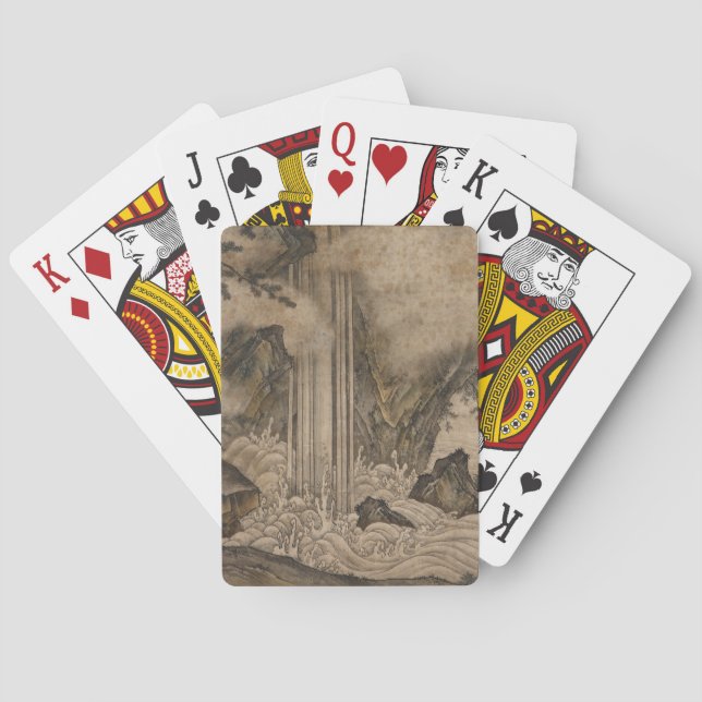 Baraja De Cartas Cascada (arte paisajístico japonés) (Kano Motonobu (Reverso)