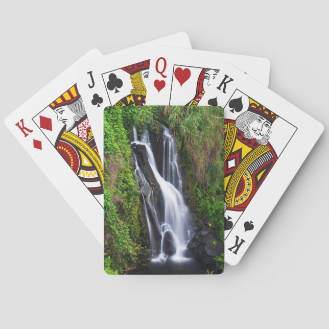 Baraja De Cartas Cascada, costa de Hamakua, Hawái (Reverso)