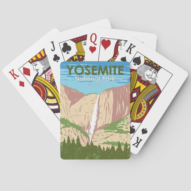 Baraja De Cartas Cascada del Parque Nacional Yosemite en California (Reverso)