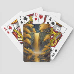 Baraja De Cartas Cascada Dorada en el Bosque Brillante