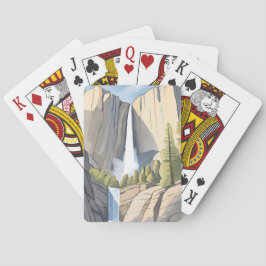 Baraja De Cartas Cascadas de Yosemite | Acuarela del Parque Naciona