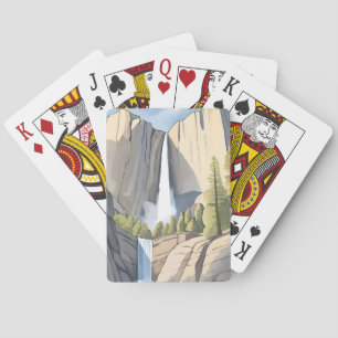 Baraja De Cartas Cascadas de Yosemite Acuarela del Parque Naciona