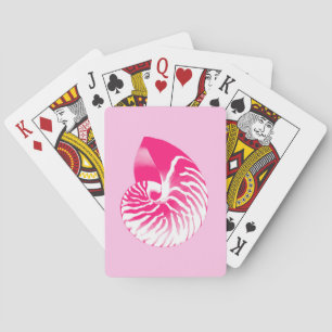 Baraja De Cartas Cáscara del nautilus - rosado fucsia y blanco