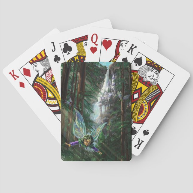 Baraja De Cartas Castillo de cascadas y hadas forestales (Reverso)