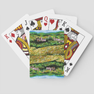 BARAJA DE CARTAS CASTILLOS EN EL PAISAJE CHIANTI, CAMPOS DE FLORES