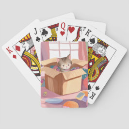 Baraja De Cartas Cat in Cardboard Box | Kitten Watercolor Cat