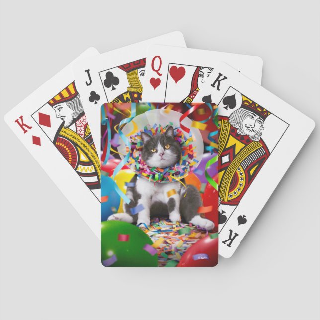 Baraja De Cartas Cat In Fiesta Cone (Reverso)