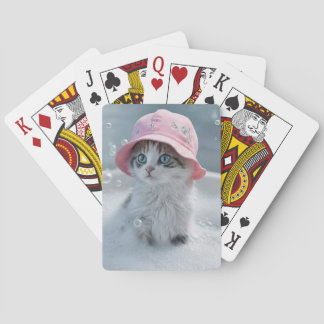 Baraja De Cartas Cat Kitten in Bubble Bath Pink Hat Cute