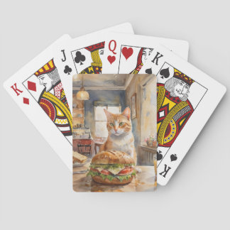 Baraja De Cartas Cat with Burger Playing Card「猫とハンバーガーのかわいいトランプ」