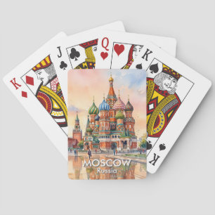 Baraja De Cartas Catedral de Moscú Rusia Acuarela Viajes Personaliz